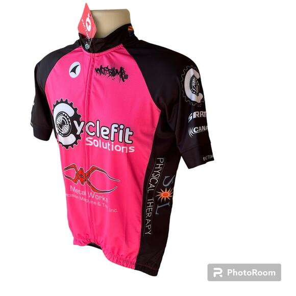 Pactimo Racing Cycling Jersey Zip Front Short Sleeve Tucson Arizona Pink Mens L - Picture 3 of 11